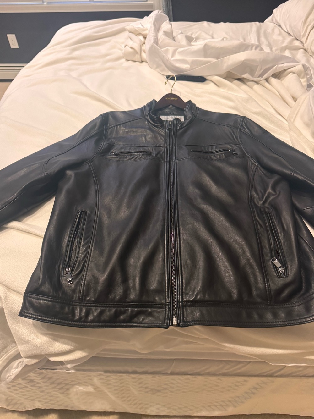 Marc New York Men's Black Leather Bomber Jacket